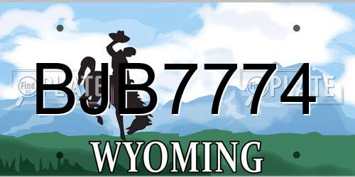 BJB7774 Wyoming License Plate