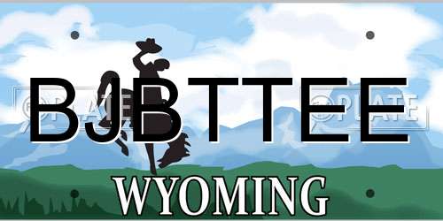 BJBTTEE Wyoming License Plate