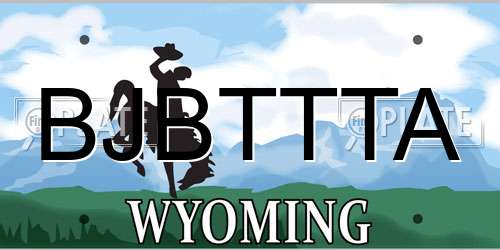 BJBTTTA Wyoming License Plate