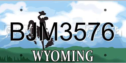 BJM3576 Wyoming License Plate