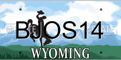 BJOS14 Wyoming License Plate