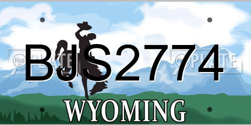BJS2774 Wyoming License Plate