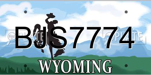 BJS7774 Wyoming License Plate