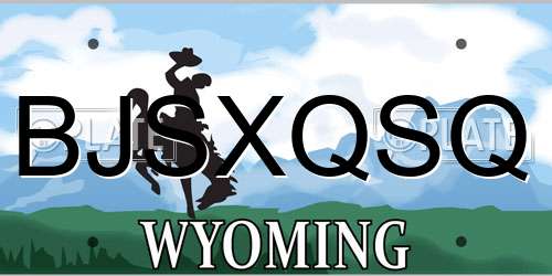 BJSXQSQ Wyoming License Plate