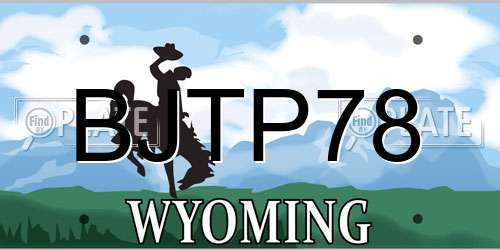 BJTP78 Wyoming License Plate