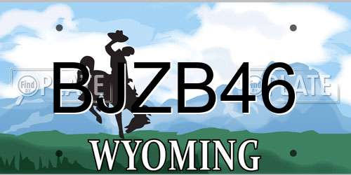 BJZB46 Wyoming License Plate