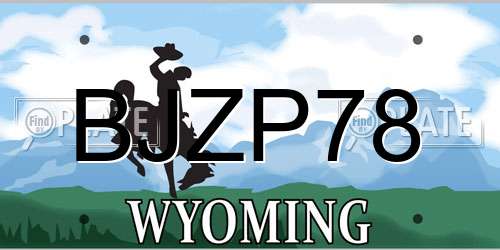 BJZP78 Wyoming License Plate