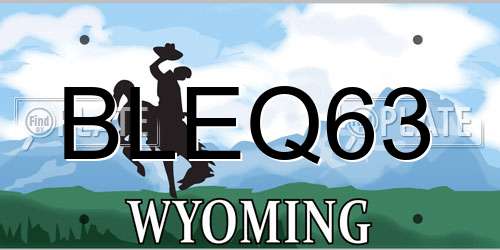 BLEQ63 Wyoming License Plate