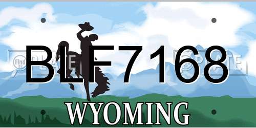 BLF7168 Wyoming License Plate