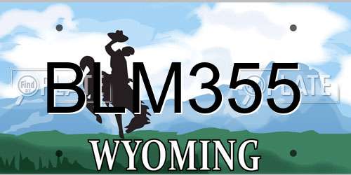 BLM355 Wyoming License Plate