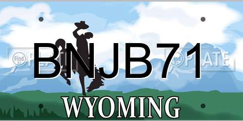BNJB71 Wyoming License Plate