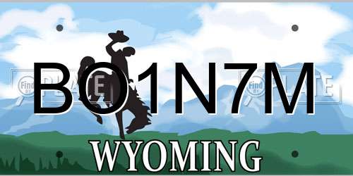 BO1N7M Wyoming License Plate