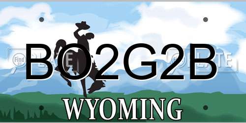 BO2G2B Wyoming License Plate