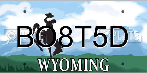 BO8T5D Wyoming License Plate