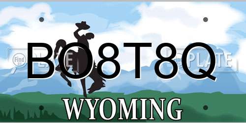BO8T8Q Wyoming License Plate