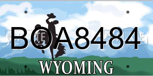 BOA8484 Wyoming License Plate
