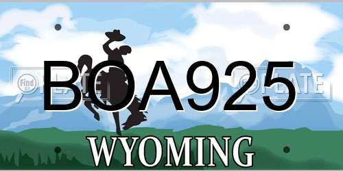 BOA925 Wyoming License Plate