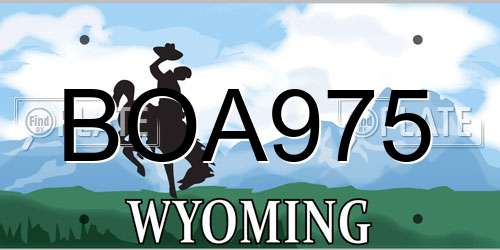 BOA975 Wyoming License Plate