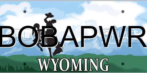 BOBAPWR Wyoming License Plate