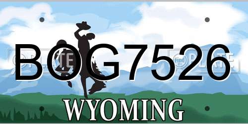 BOG7526 Wyoming License Plate