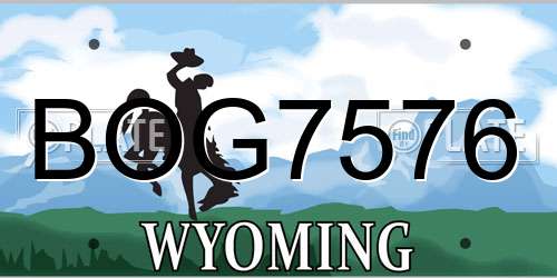BOG7576 Wyoming License Plate