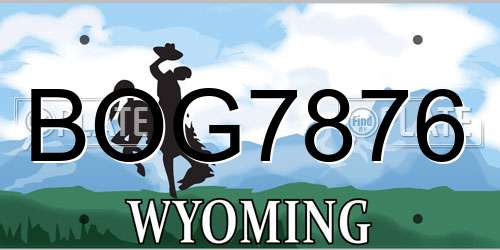 BOG7876 Wyoming License Plate