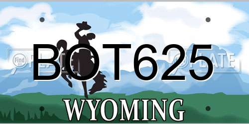 BOT625 Wyoming License Plate
