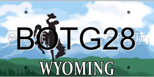 BOTG28 Wyoming License Plate