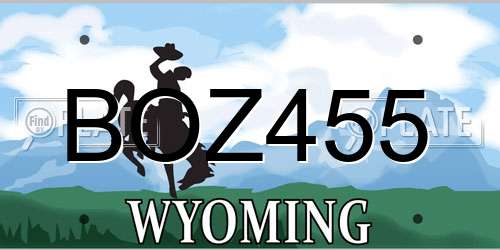 BOZ455 Wyoming License Plate
