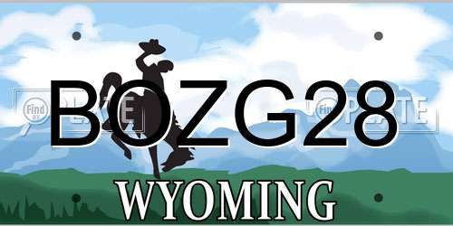 BOZG28 Wyoming License Plate