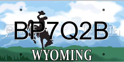BP7Q2B Wyoming License Plate