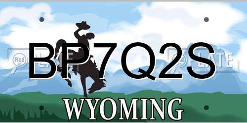 BP7Q2S Wyoming License Plate