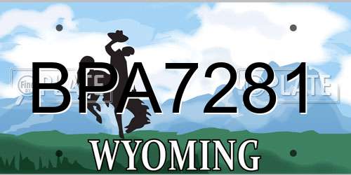 BPA7281 Wyoming License Plate