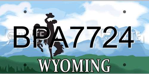 BPA7724 Wyoming License Plate