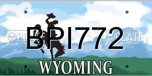 BPI772 Wyoming License Plate