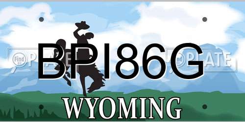 BPI86G Wyoming License Plate