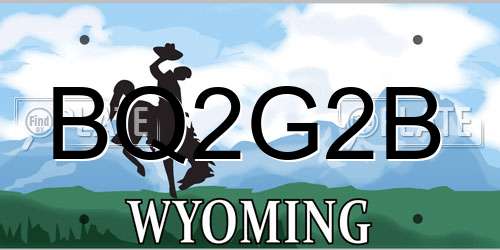 BQ2G2B Wyoming License Plate