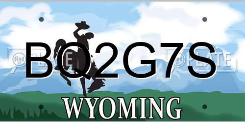 BQ2G7S Wyoming License Plate
