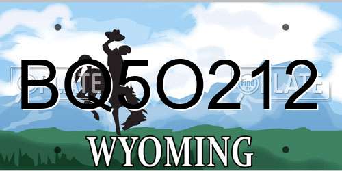 BQ5O212 Wyoming License Plate