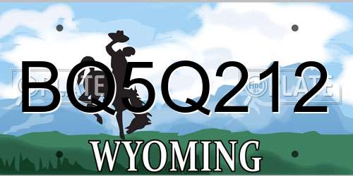 BQ5Q212 Wyoming License Plate