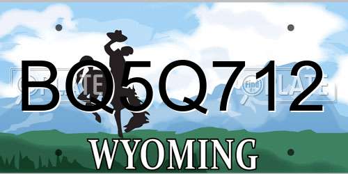 BQ5Q712 Wyoming License Plate