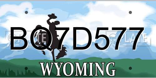 BQ7D577 Wyoming License Plate