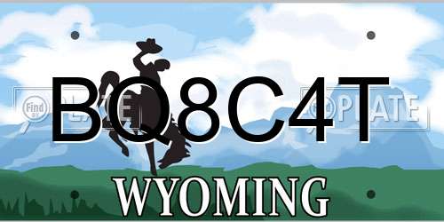BQ8C4T Wyoming License Plate