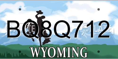BQ8Q712 Wyoming License Plate