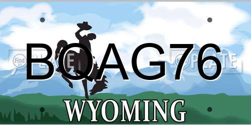 BQAG76 Wyoming License Plate