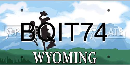 BQIT74 Wyoming License Plate