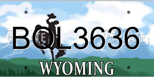 BQL3636 Wyoming License Plate