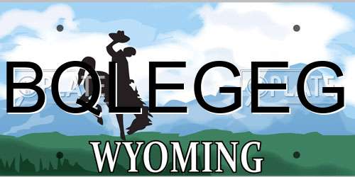BQLEGEG Wyoming License Plate