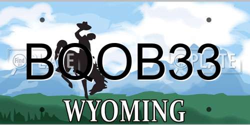 BQOB33 Wyoming License Plate