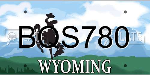 BQS780 Wyoming License Plate